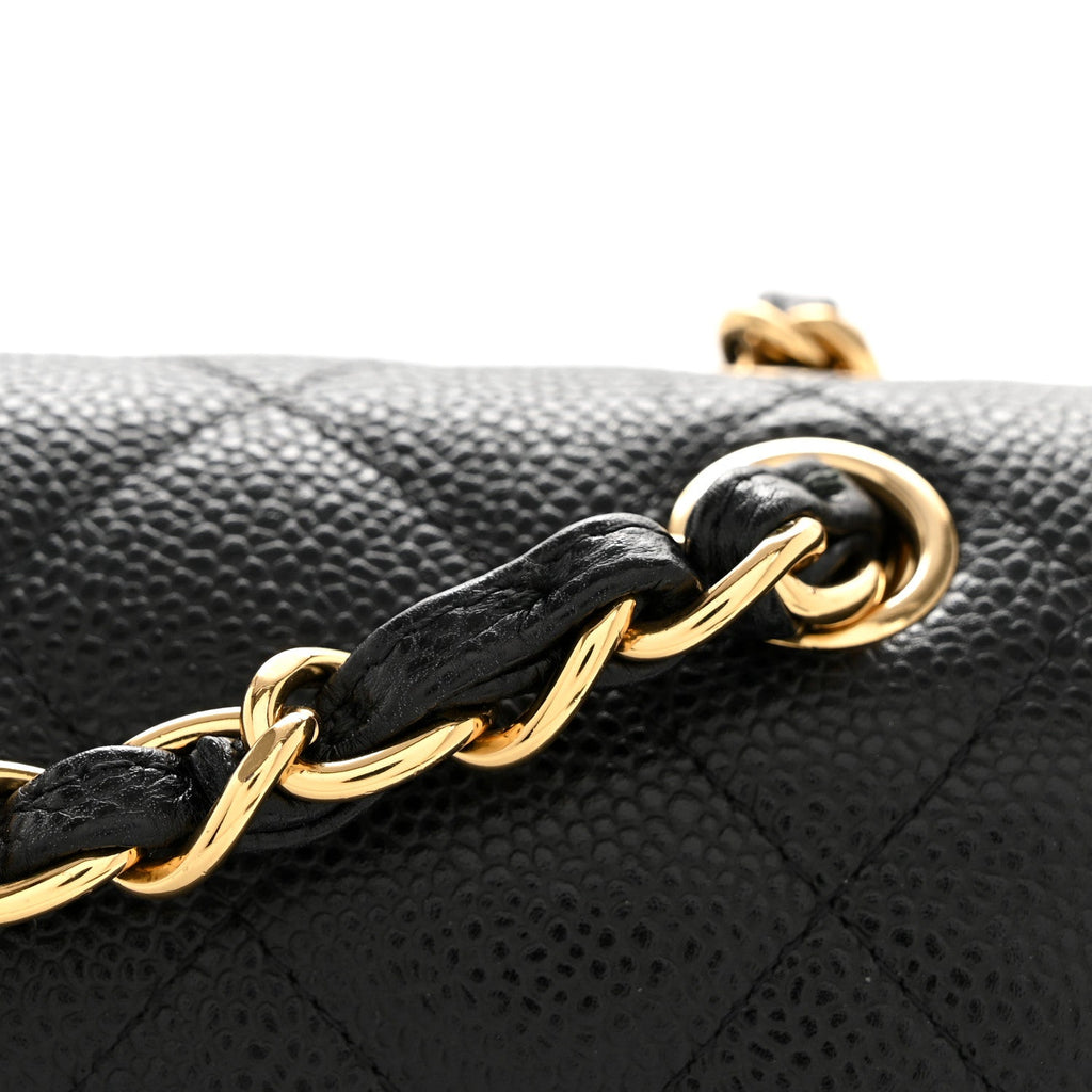 Caviar Quilted Jumbo Double Flap Black
