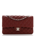 Lambskin Quilted Medium Double Flap Burgundy
