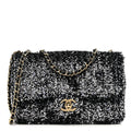 Sequin Quilted Small Single Flap Black White Grey