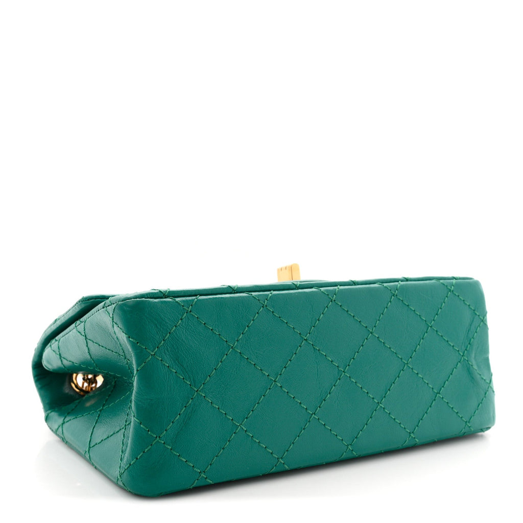 Aged Calfskin Quilted 2.55 Reissue Mini Flap Green