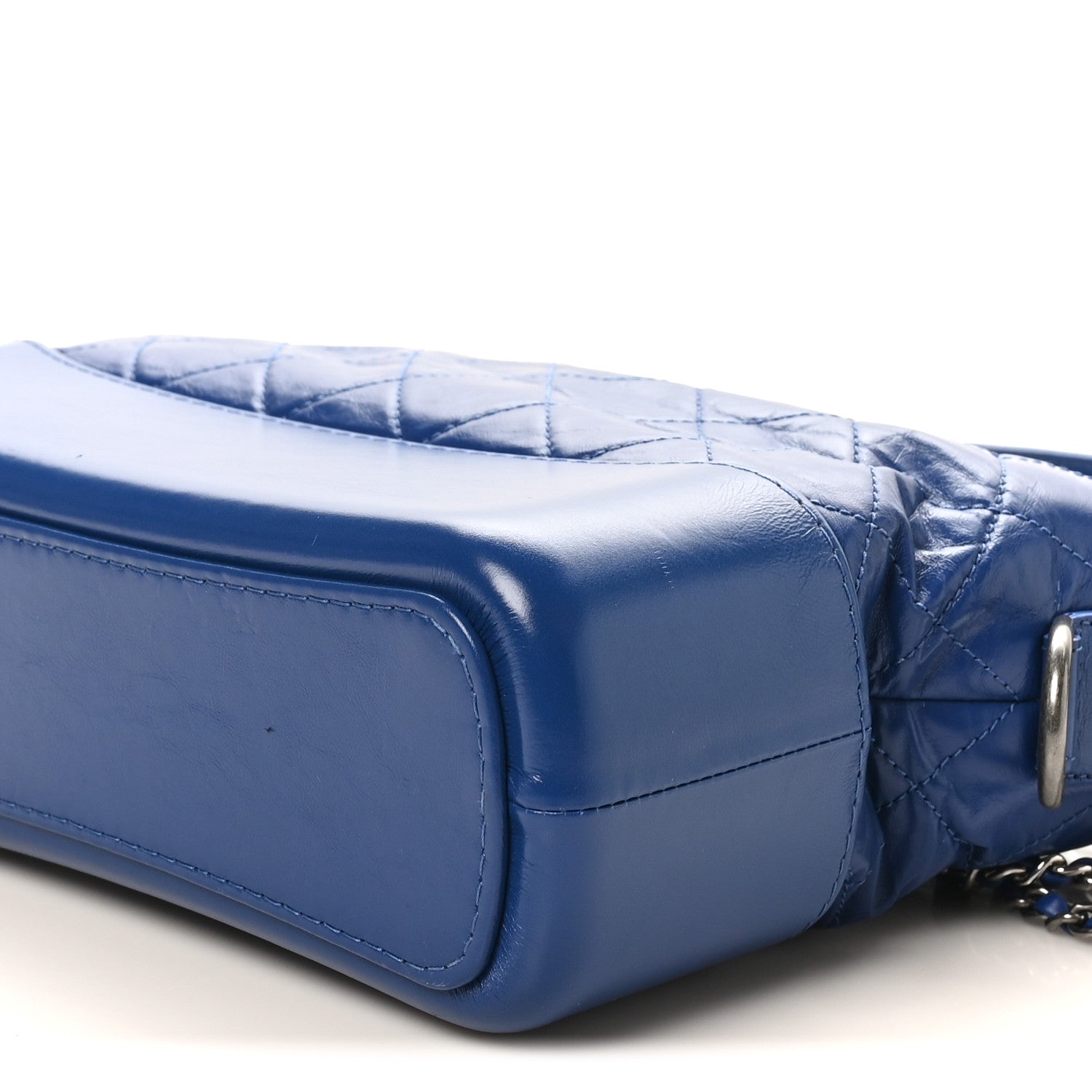 Aged Calfskin Quilted Medium Gabrielle Logo Hobo Blue