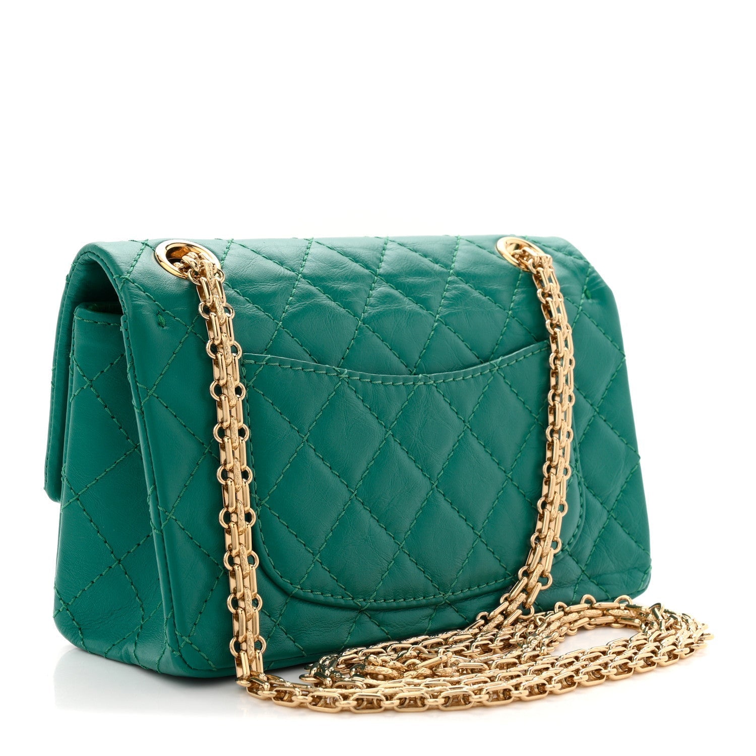 Aged Calfskin Quilted 2.55 Reissue Mini Flap Green