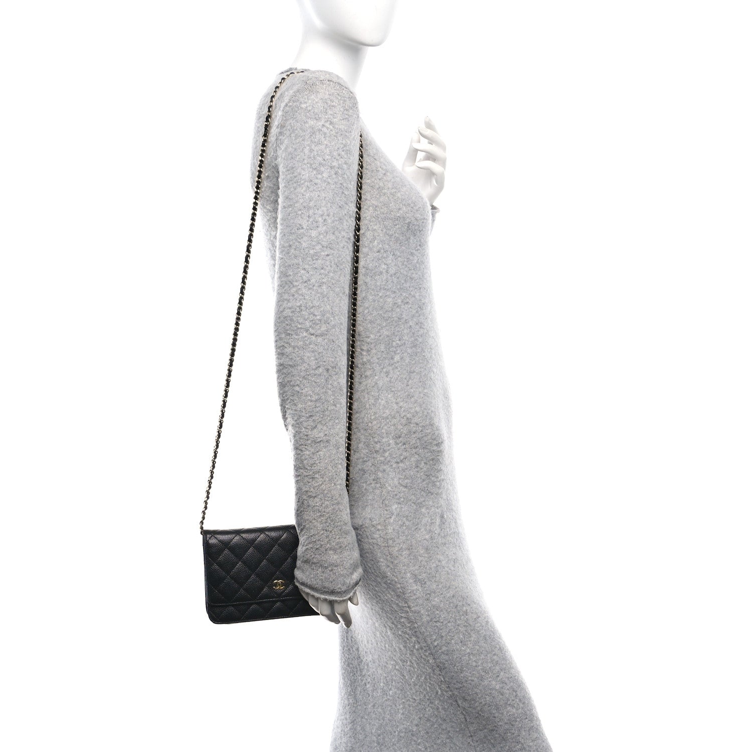 Caviar Quilted Wallet On Chain WOC Black