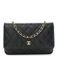 Caviar Quilted Wallet on Chain WOC Black