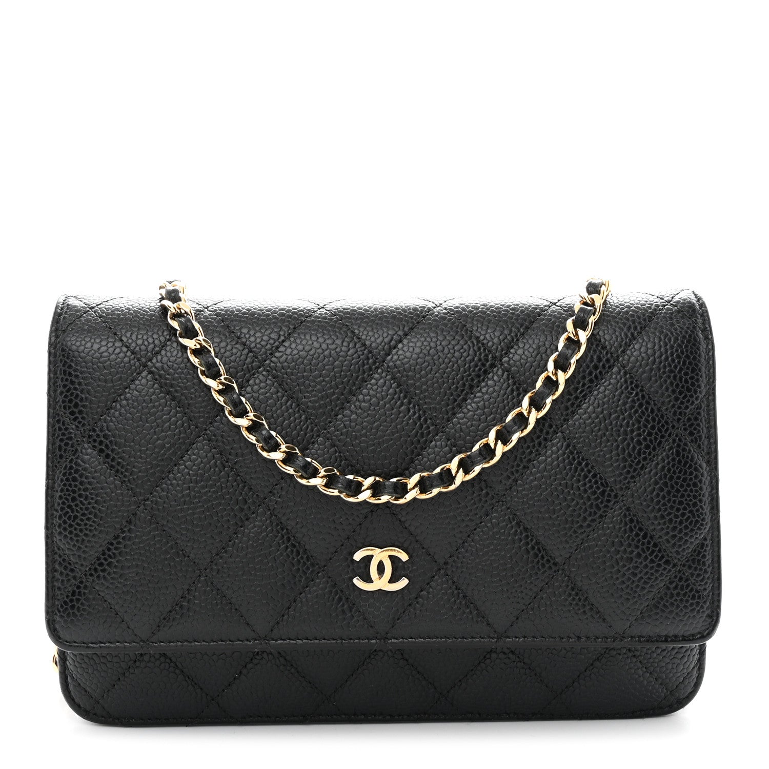 Caviar Quilted Wallet on Chain WOC Black