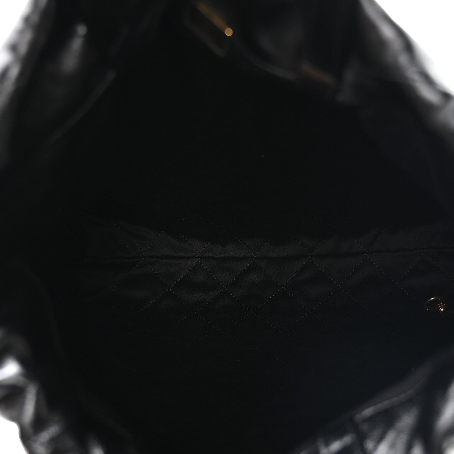 Shiny Calfskin Quilted Chanel 22 Backpack Black