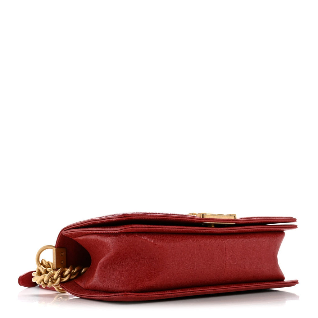 Lambskin Quilted Medium Boy Flap Red