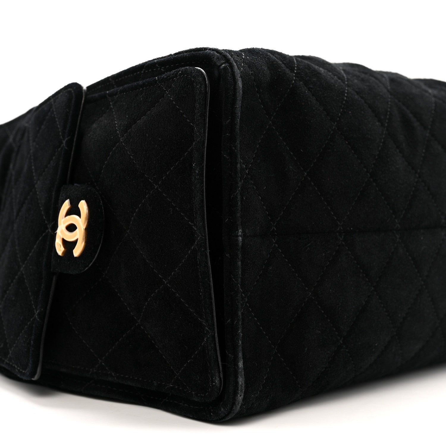 Suede Quilted Medium Chanel 25 Handbag Black
