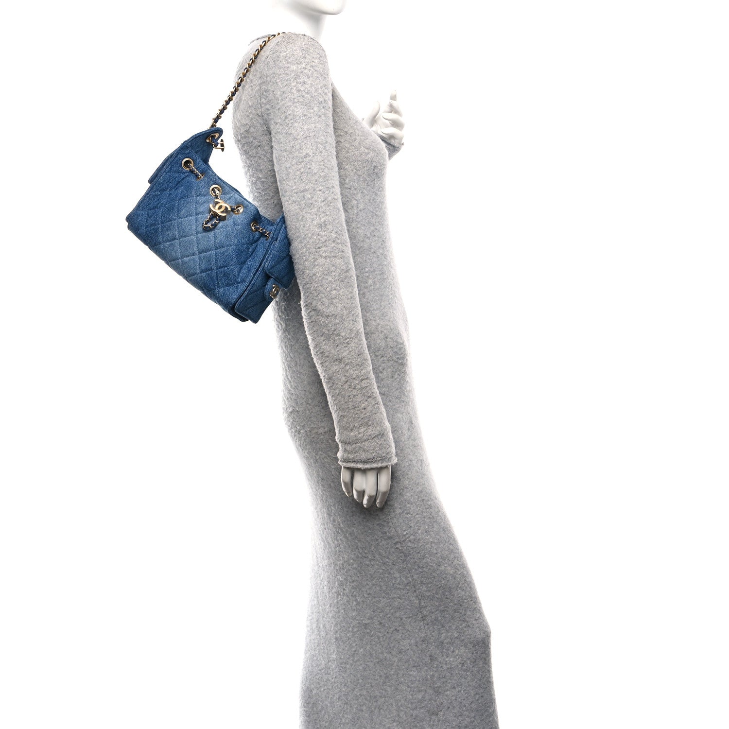 Washed Denim Quilted Mini Chanel 25 Handbag Blue