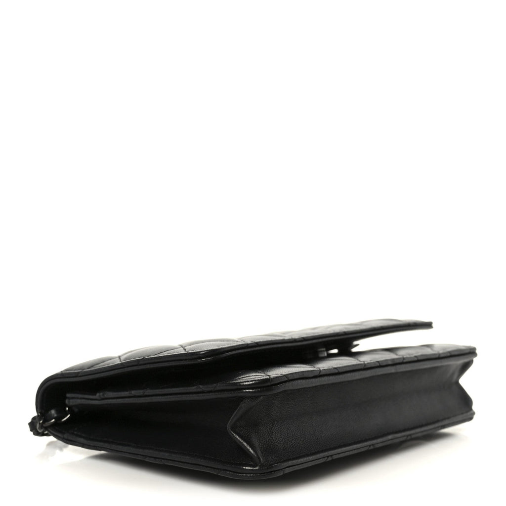 Lambskin Quilted Wallet On Chain WOC So Black