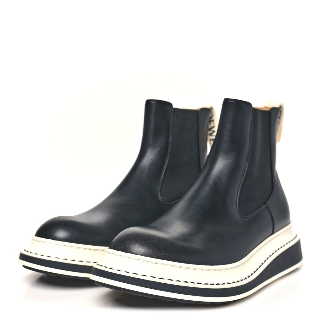 Calfskin Logo Chelsea Mens Boots 38 Black