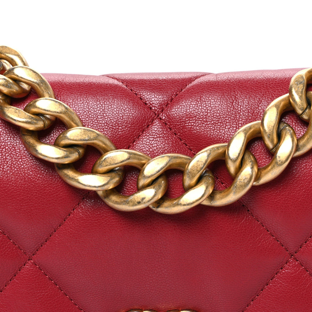 Goatskin Quilted Large Chanel 19 Flap Red