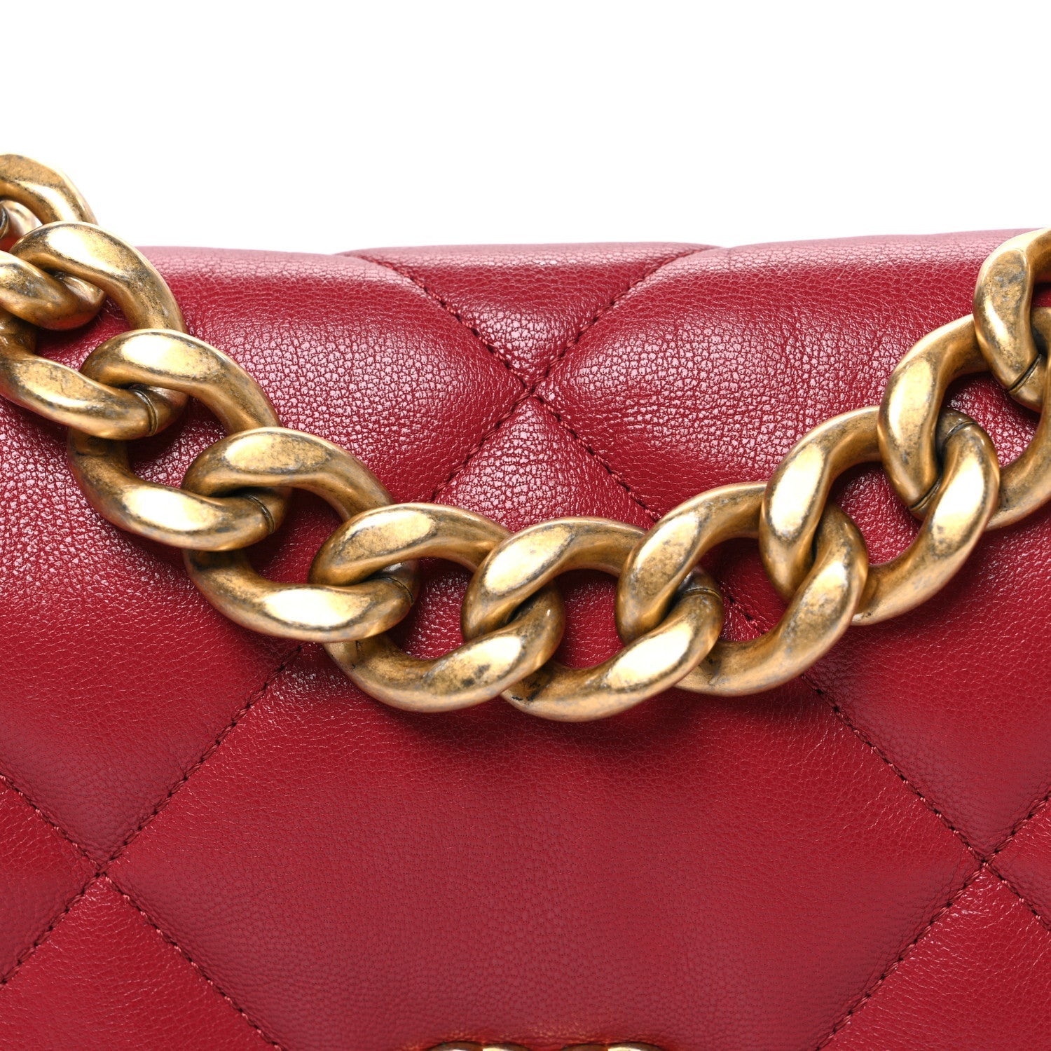 Goatskin Quilted Large Chanel 19 Flap Red