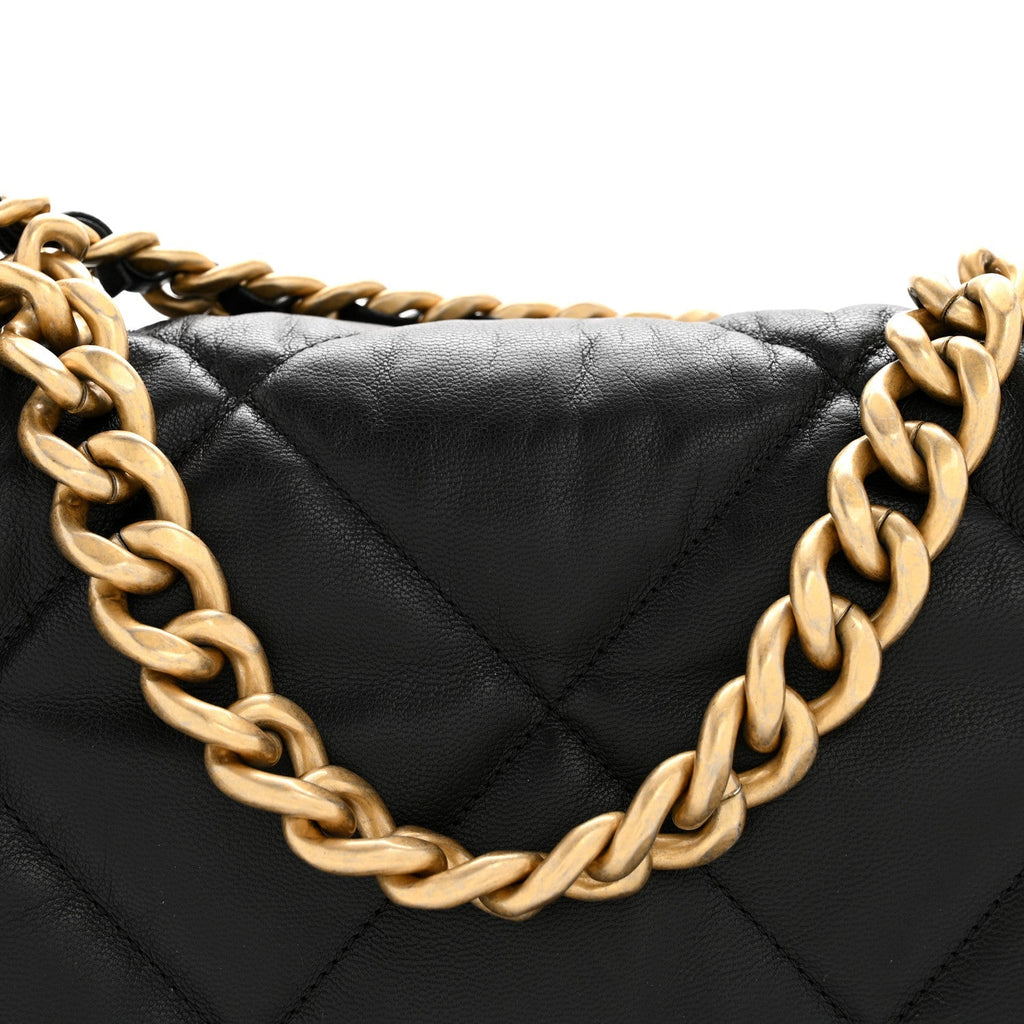 Goatskin Quilted Maxi Chanel 19 Flap Black