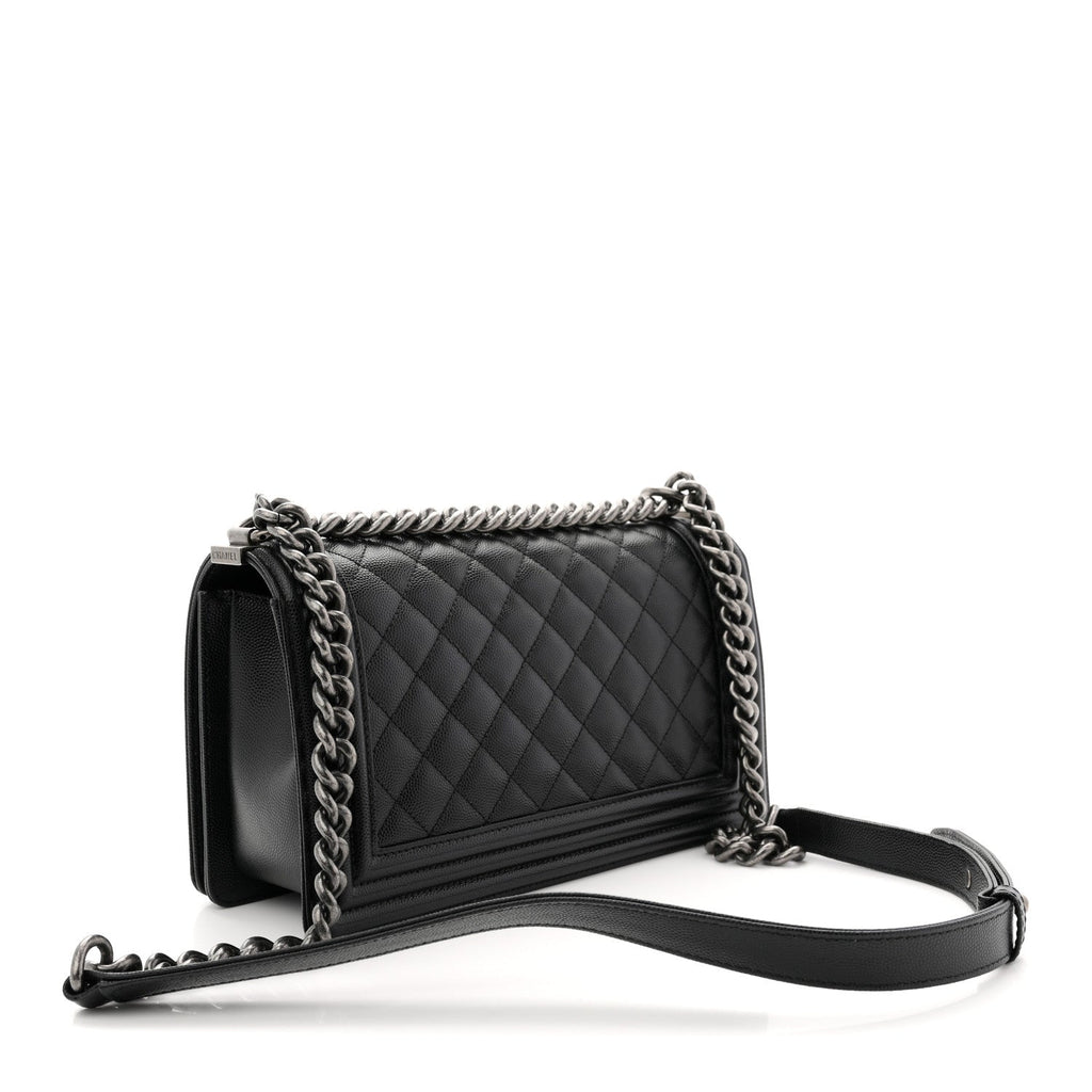 Caviar Quilted Medium Boy Flap Black
