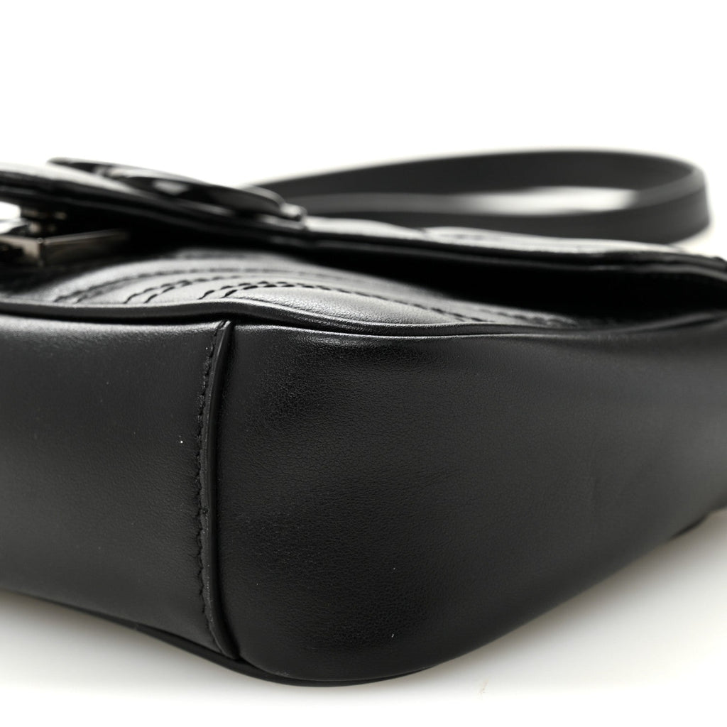 Calfskin Matelasse Monochrome Mini GG Marmont Shoulder Bag Black