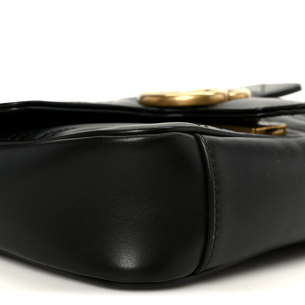 Calfskin Matelasse Mini GG Marmont Shoulder Bag Black