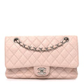 Caviar Quilted Medium Double Flap Light Pink