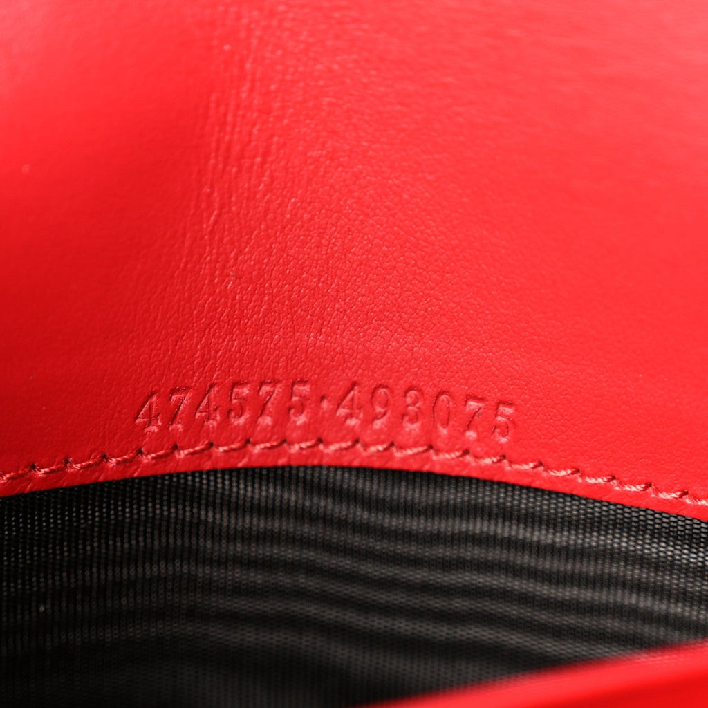 Calfskin Matelasse GG Marmont Chain Wallet Hibiscus Red
