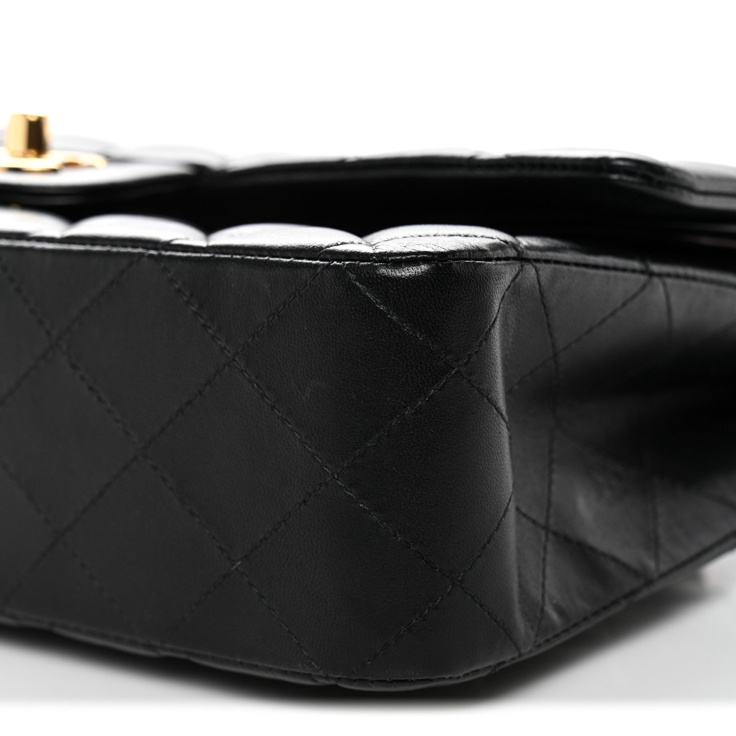 Lambskin Quilted Medium Double Flap Black