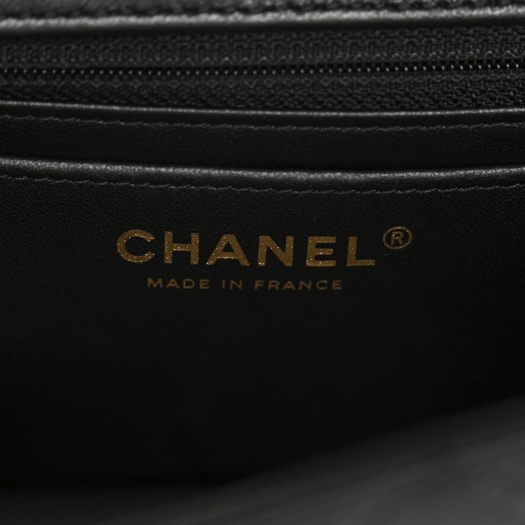 Lambskin Quilted Mini Rectangular Flap Black