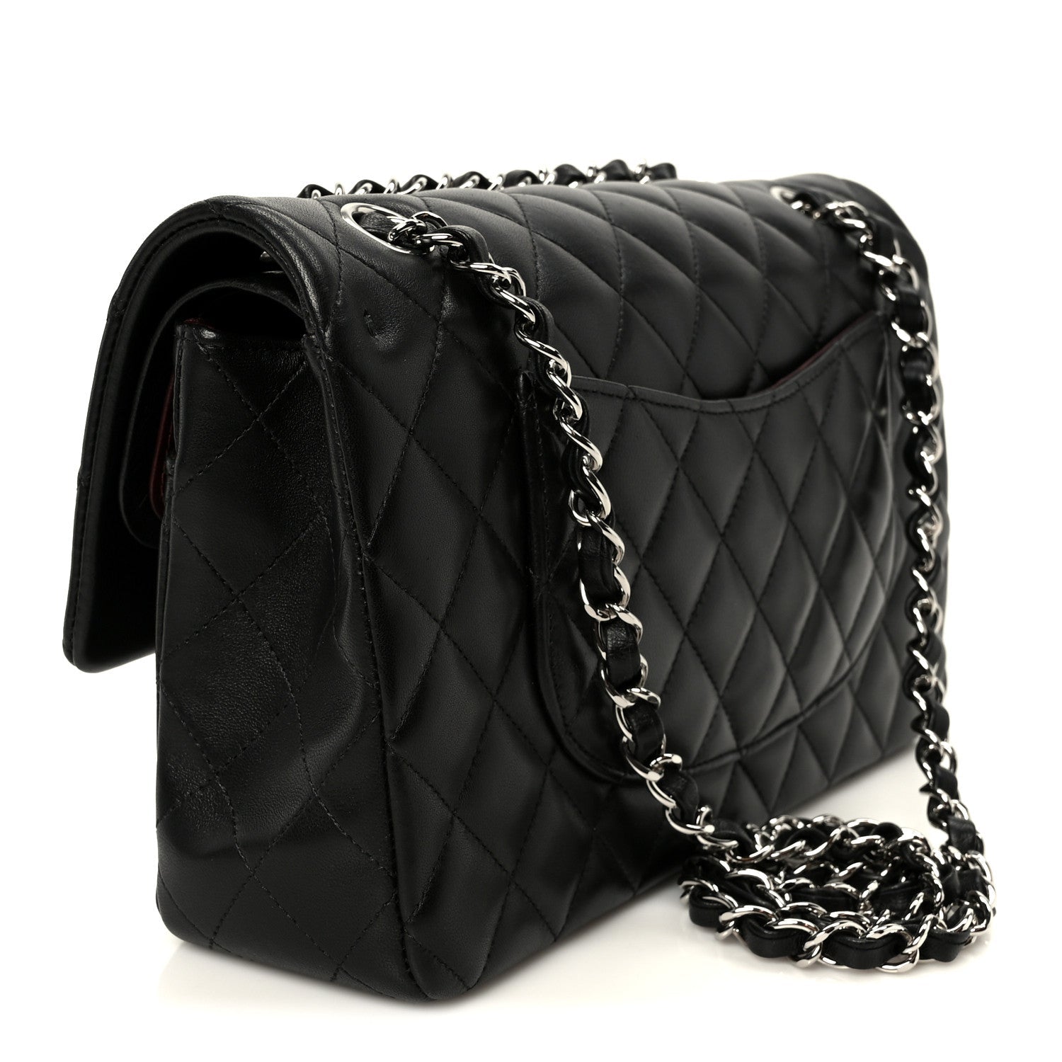 Lambskin Quilted Medium Double Flap Black