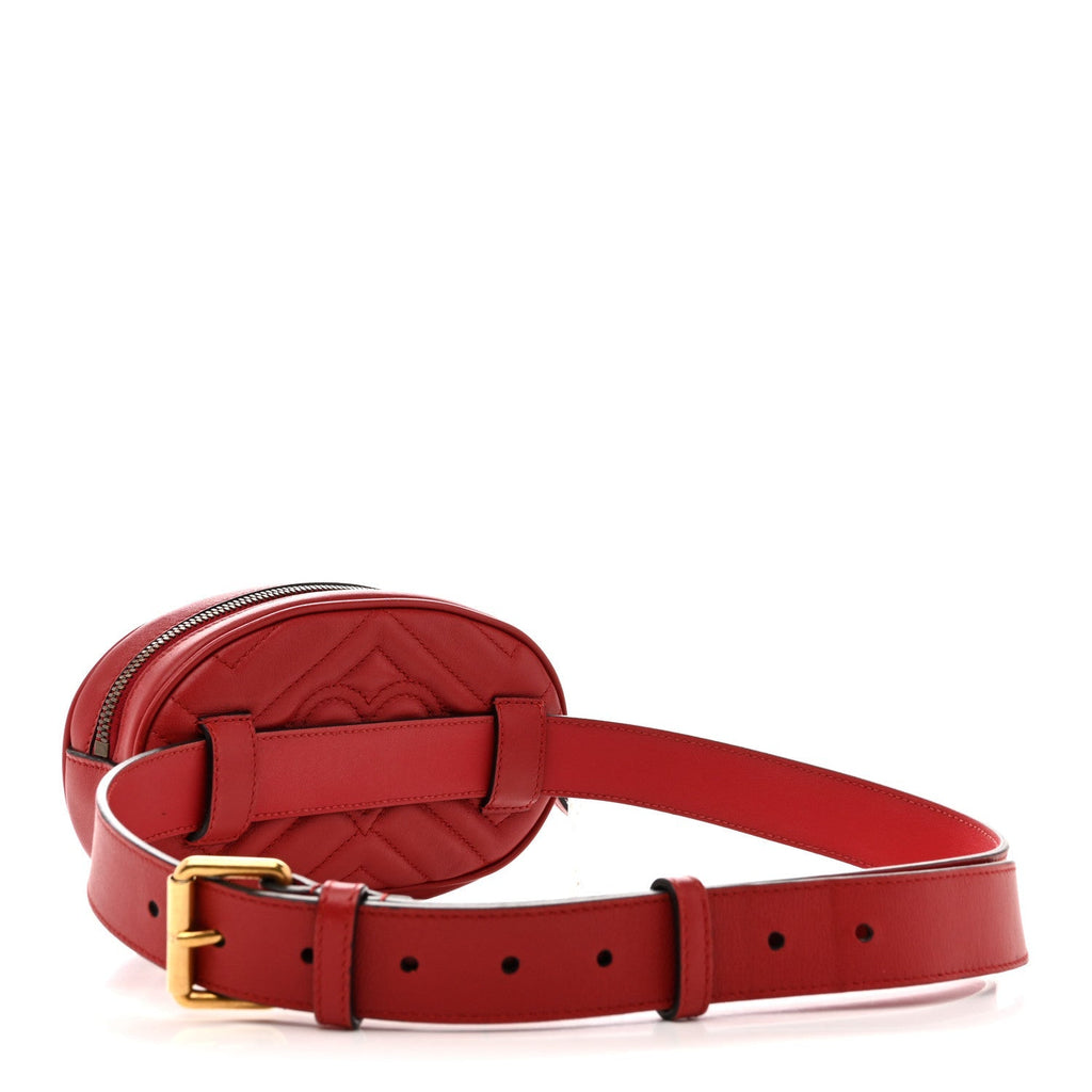 Calfskin Matelasse GG Marmont Belt Bag 85 34 Hibiscus Red