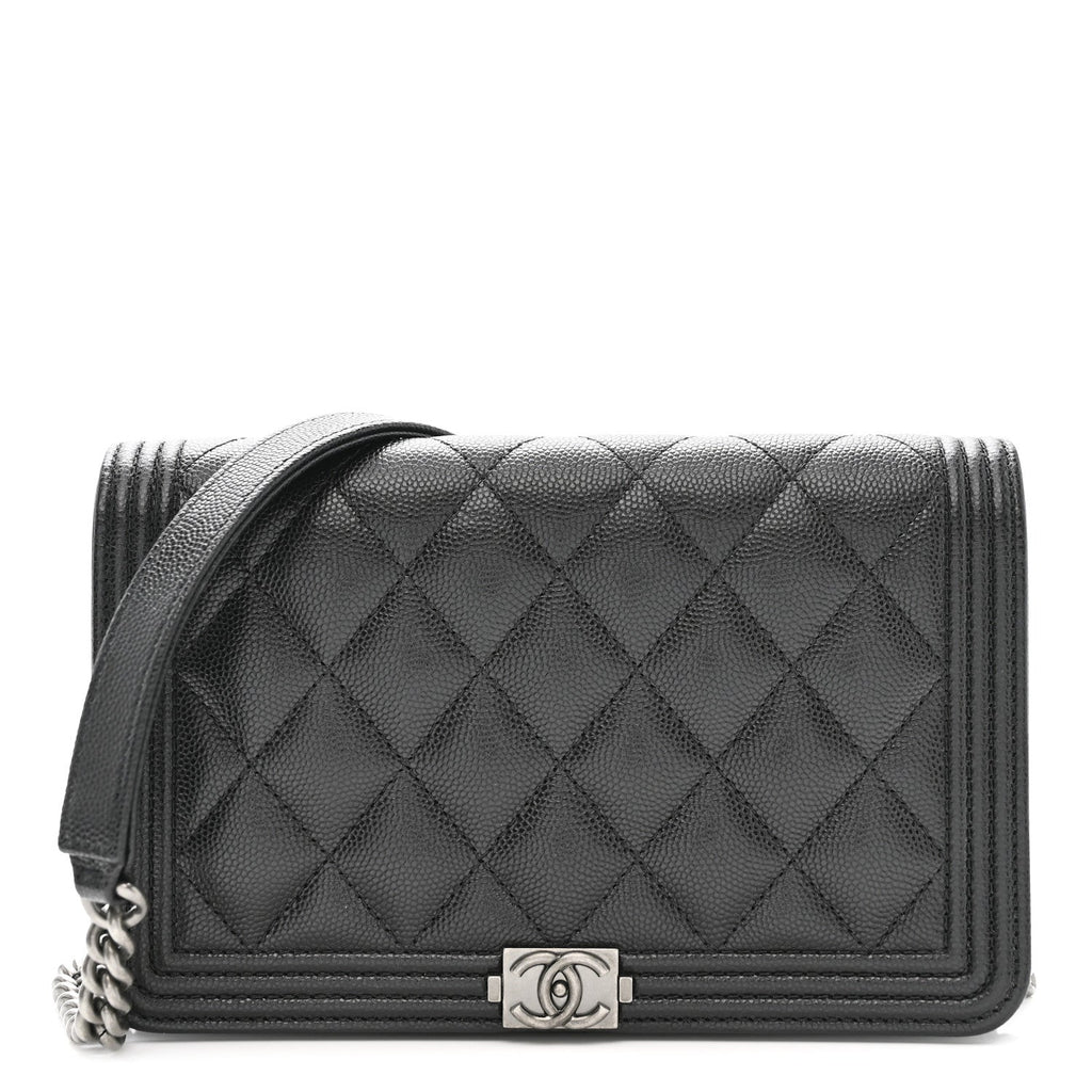 Caviar Quilted Boy Wallet On Chain WOC Black