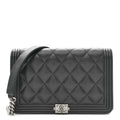 Caviar Quilted Boy Wallet On Chain WOC Black