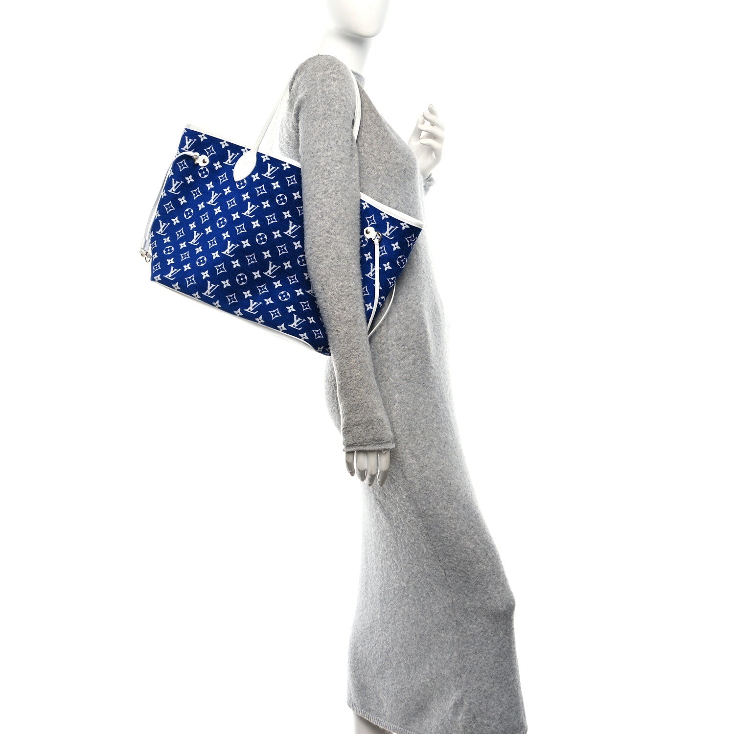 Jacquard Velvet Monogram LV Match Neverfull MM Bleu