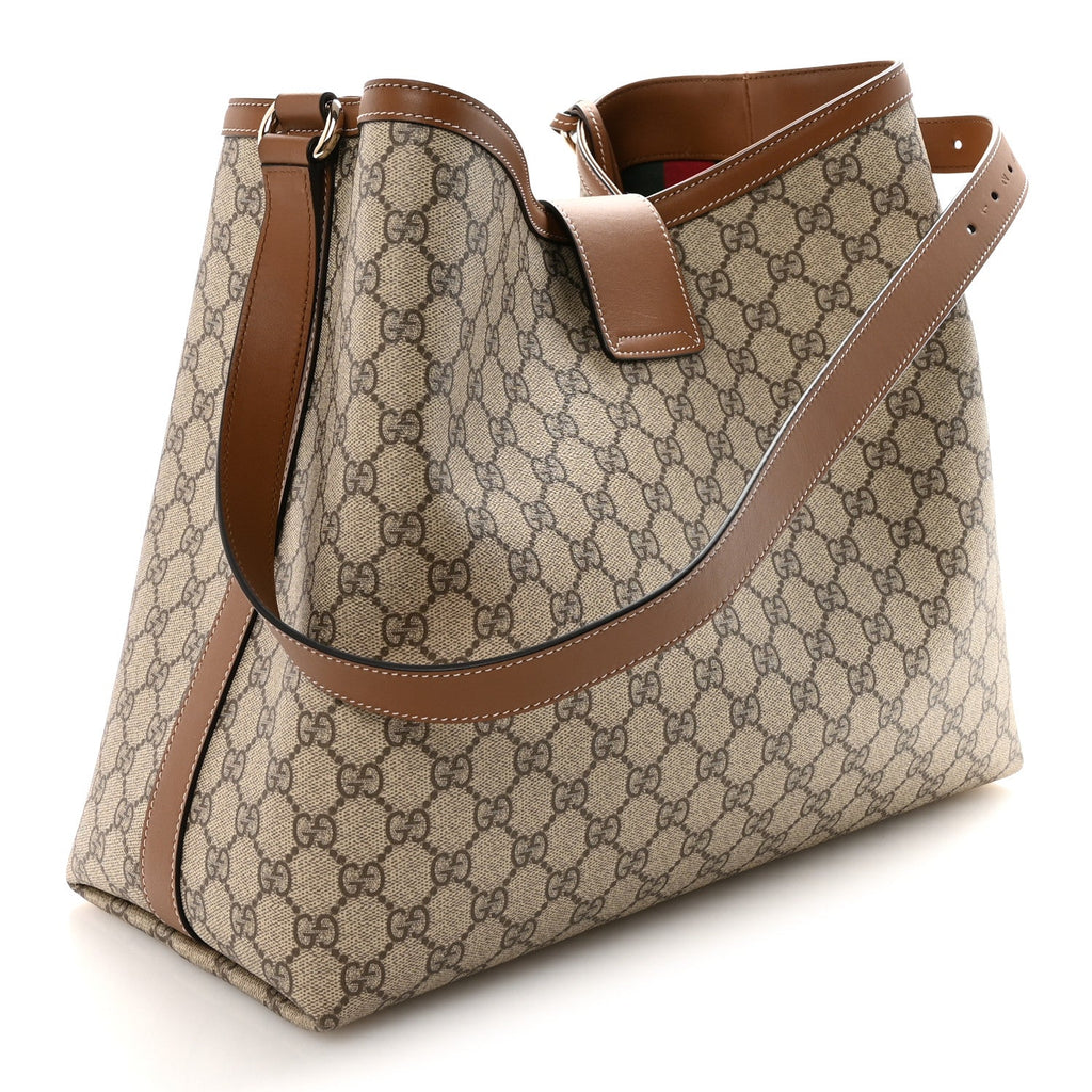 GG Icon Monogram Padlock Shoulder Bag Beige Dark Brown