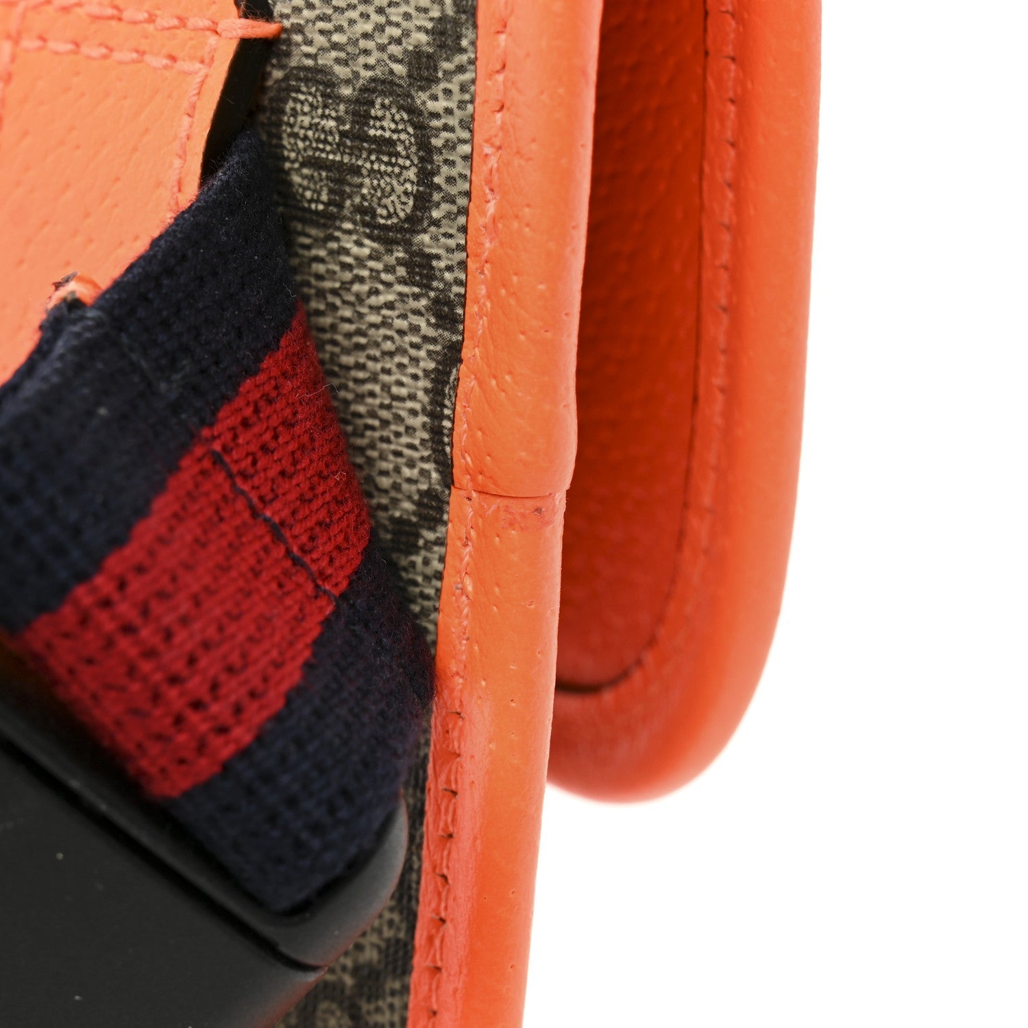 GG Supreme Monogram Web Small Ophidia Belt Bag Beige Ebony Orange Fluo