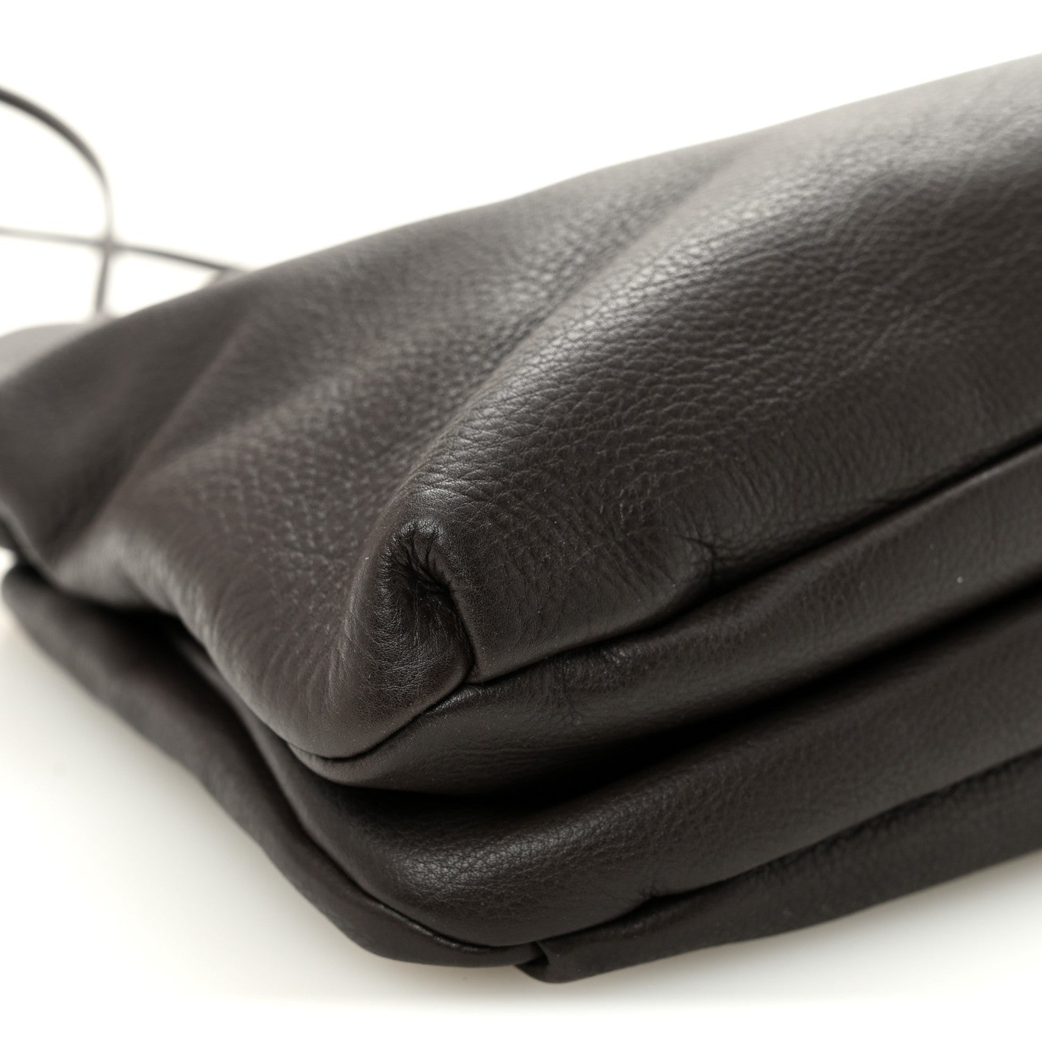 Grained Calfskin Bourse Clutch Dark Brown