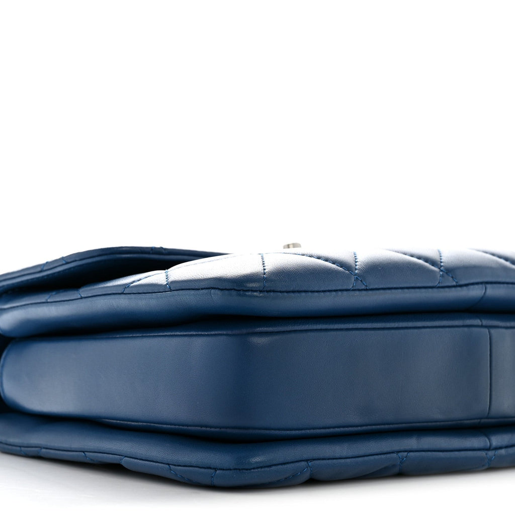 Lambskin Quilted Small Trendy CC Flap Dual Handle Bag Blue