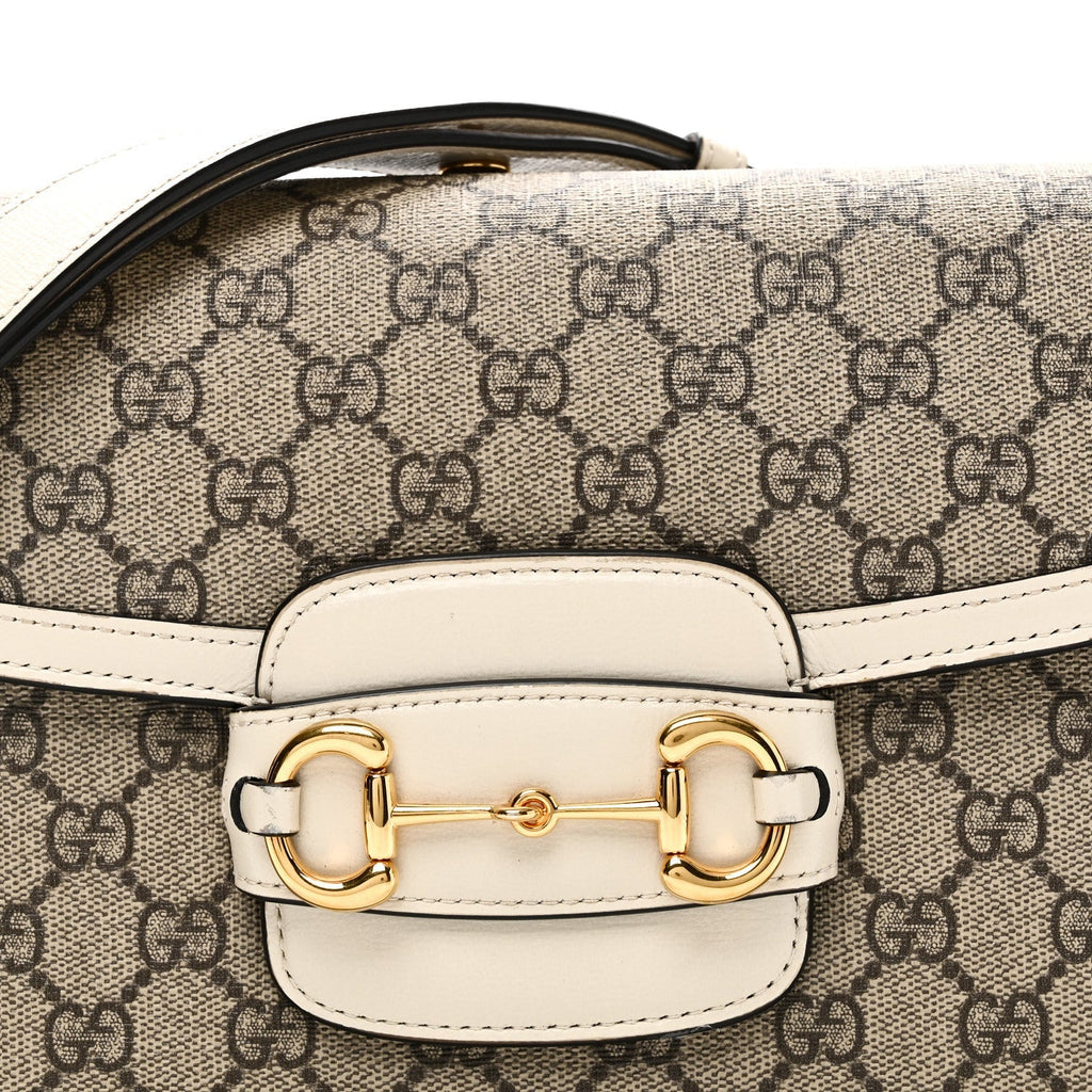GG Supreme Monogram Horsebit 1955 Shoulder Bag Beige Mystic White
