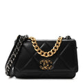 Lambskin Quilted Chanel 19 Wallet On Chain WOC Black