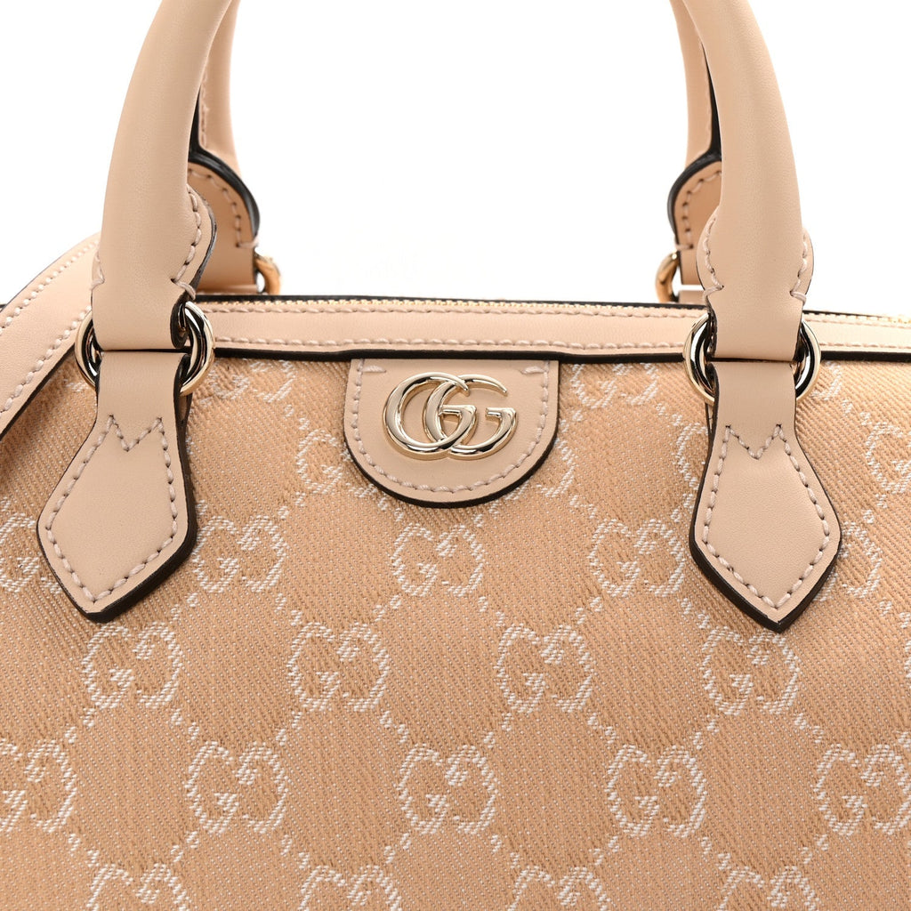 Summer Denim Calfskin GG Monogram Small Ophidia Top Handle Bag Souffle Rose