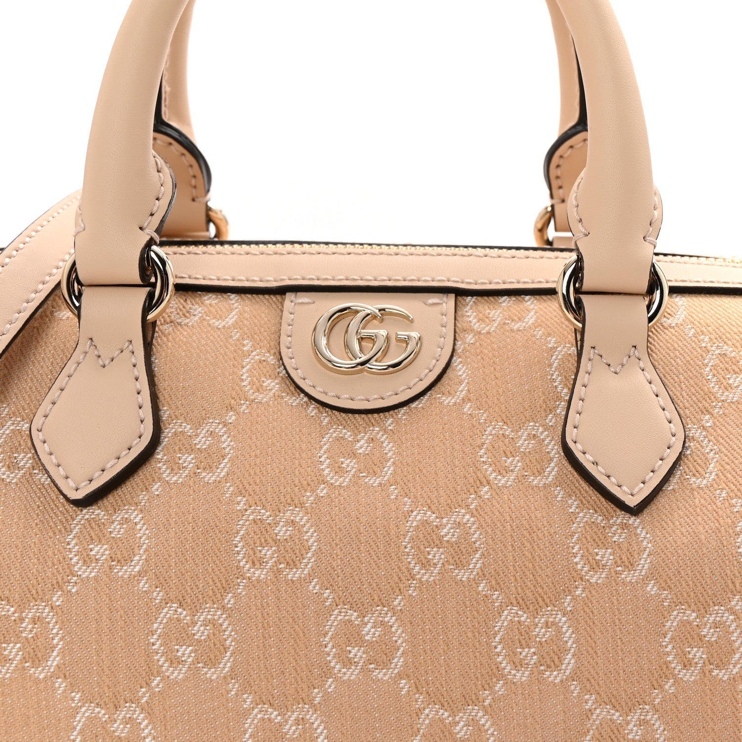 Summer Denim Calfskin GG Monogram Small Ophidia Top Handle Bag Souffle Rose