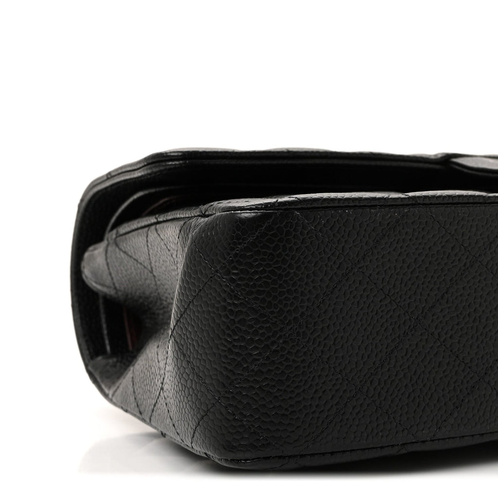 Caviar Quilted Medium Double Flap Black