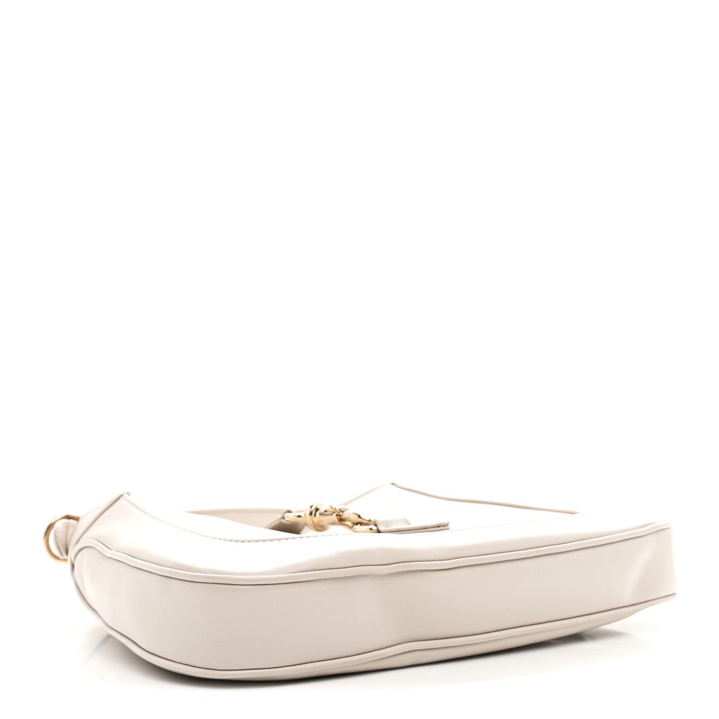 Ancora Calfskin Web Small Jackie Shoulder Bag Light Grey