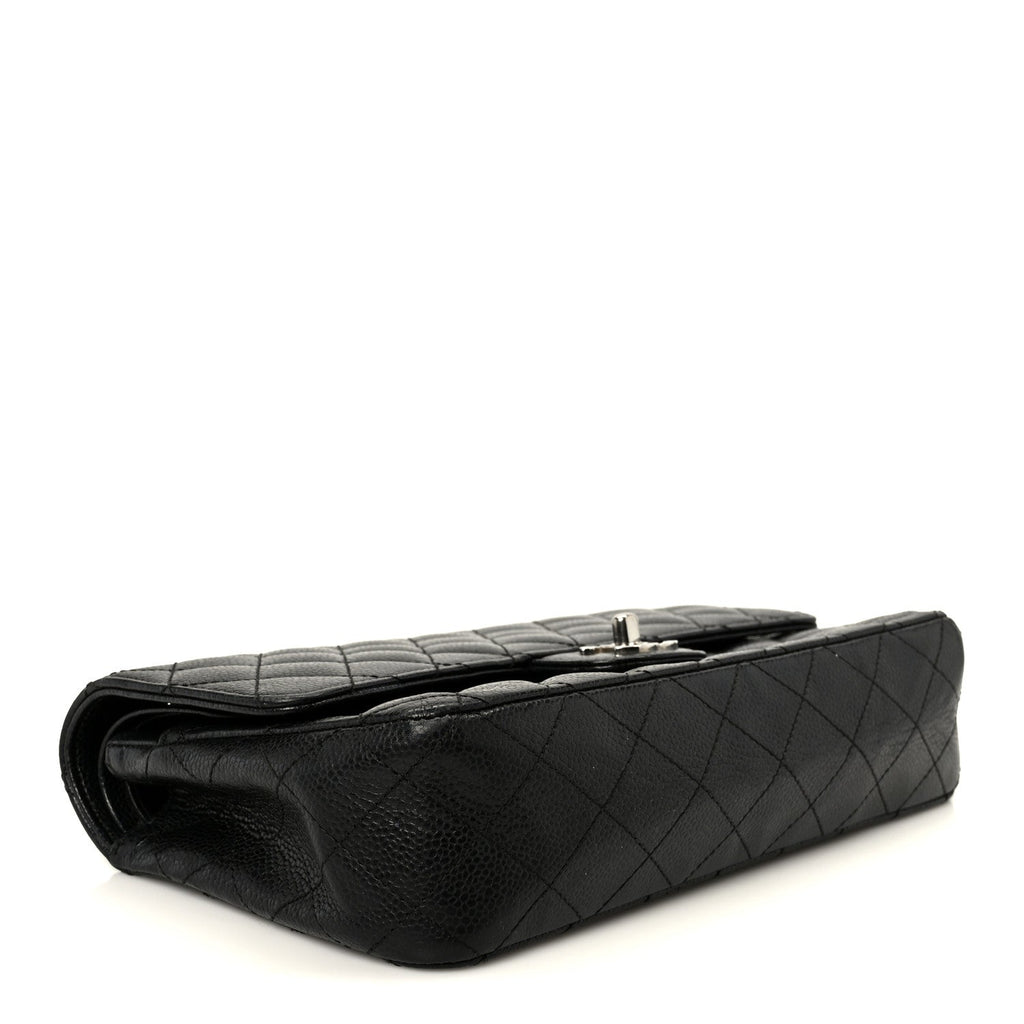Caviar Quilted Medium Double Flap Black