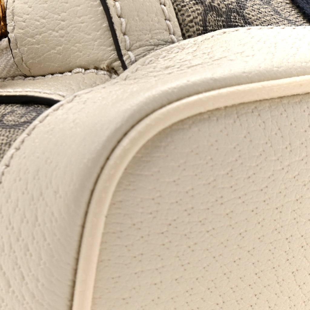 GG Supreme Monogram Textured Calfskin Web Small Ophidia Day Backpack Beige Ebony Mystic White