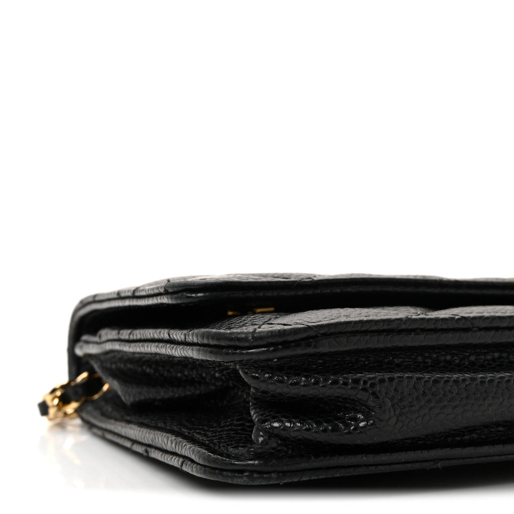 Caviar Quilted Wallet on Chain WOC Black