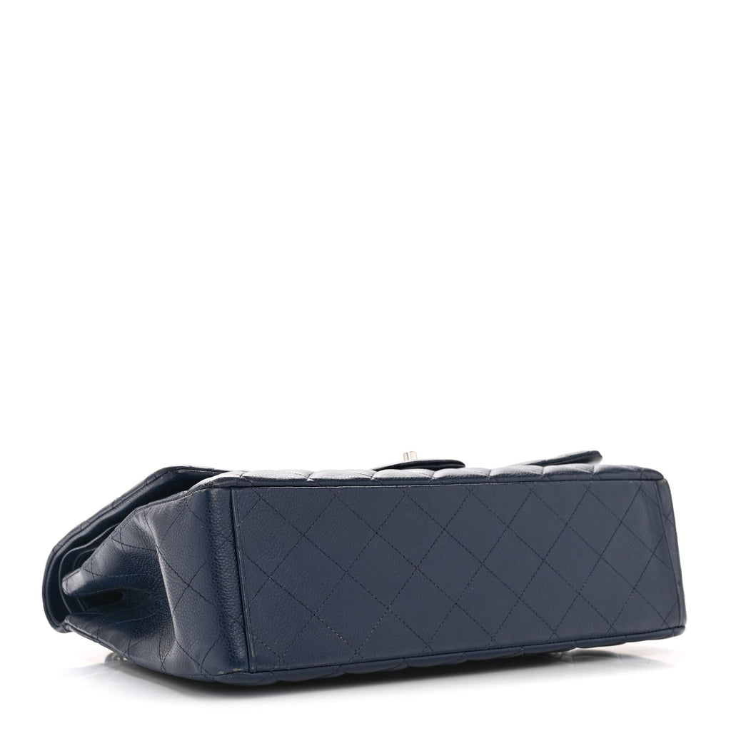 Caviar Quilted Maxi Double Flap Navy Blue