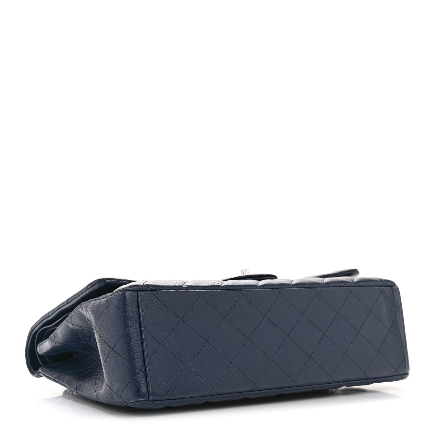 Caviar Quilted Maxi Double Flap Navy Blue