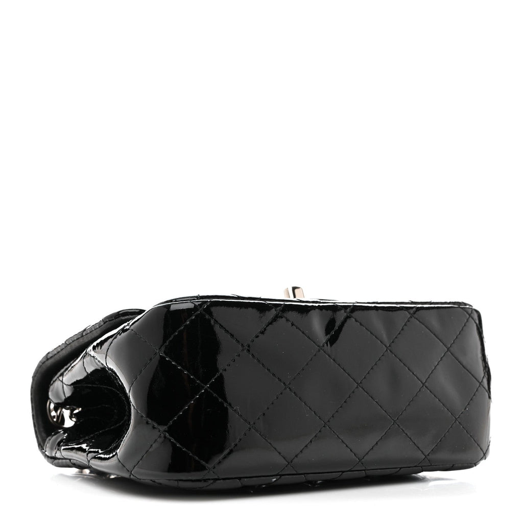 Patent Calfskin Quilted Mini Square Flap Black