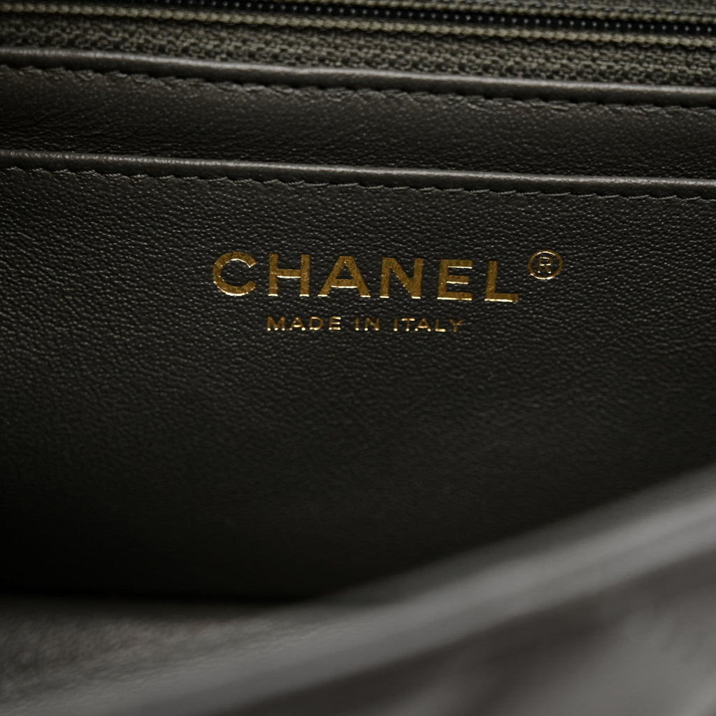 Lambskin Quilted Mini Rectangular Flap Dark Grey