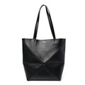 Shiny Calfskin Medium Puzzle Fold Tote Black