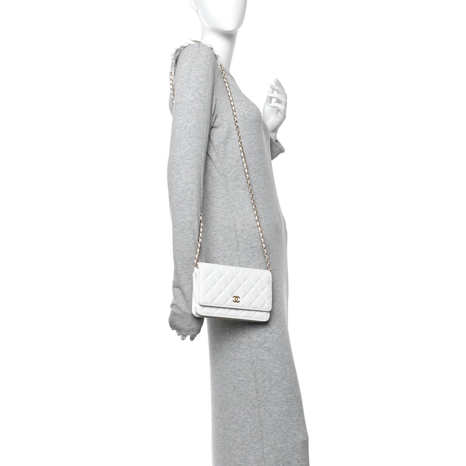 Lambskin Quilted Romance Wallet On Chain WOC White
