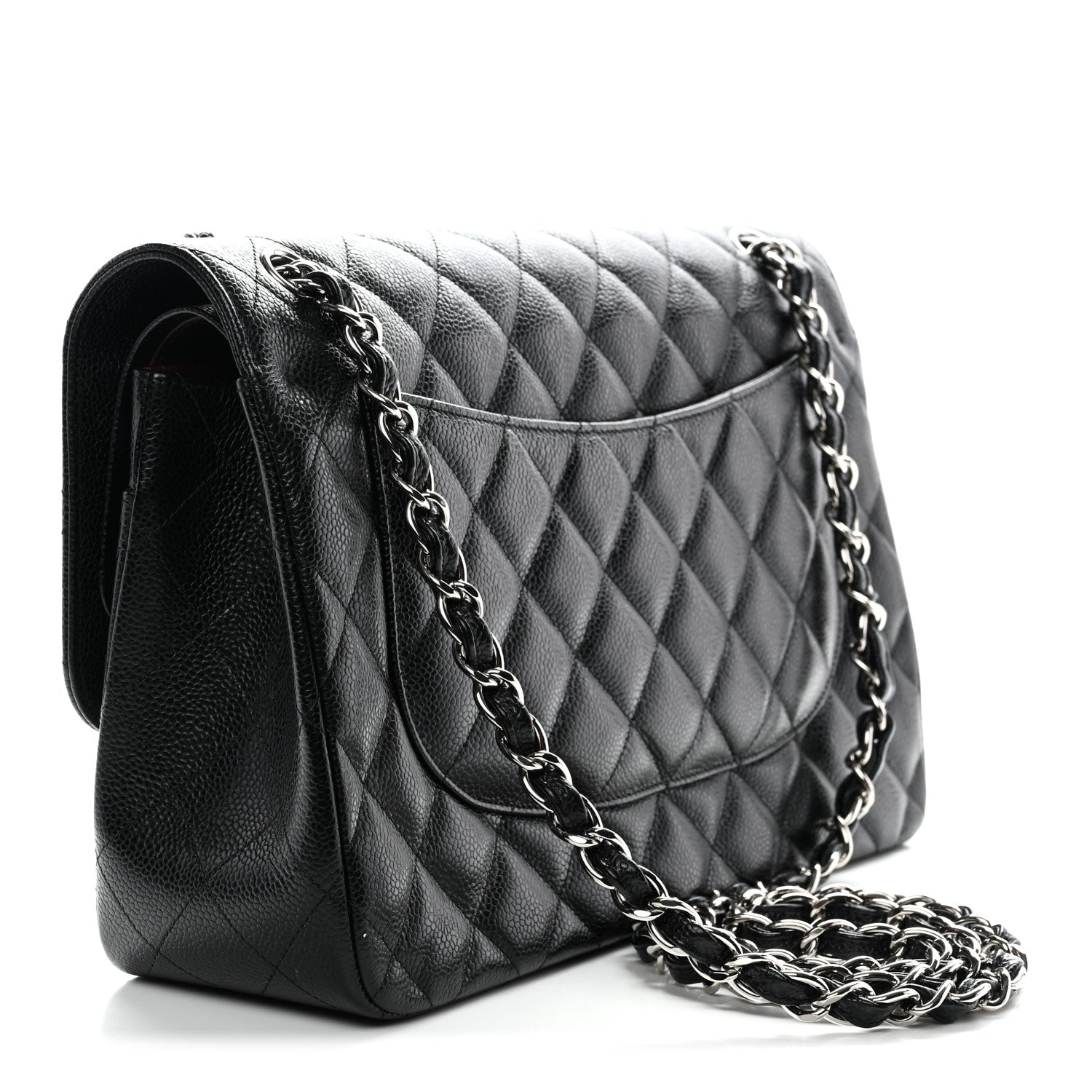 Caviar Quilted Jumbo Double Flap Black